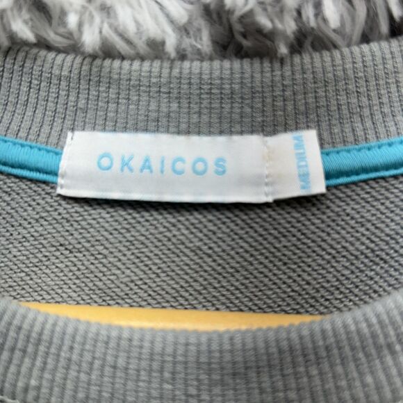 Okaicos Grey Provo Embroidered Crewneck Mens Medium Sweatshirt Gray Chenille - Picture 4 of 11